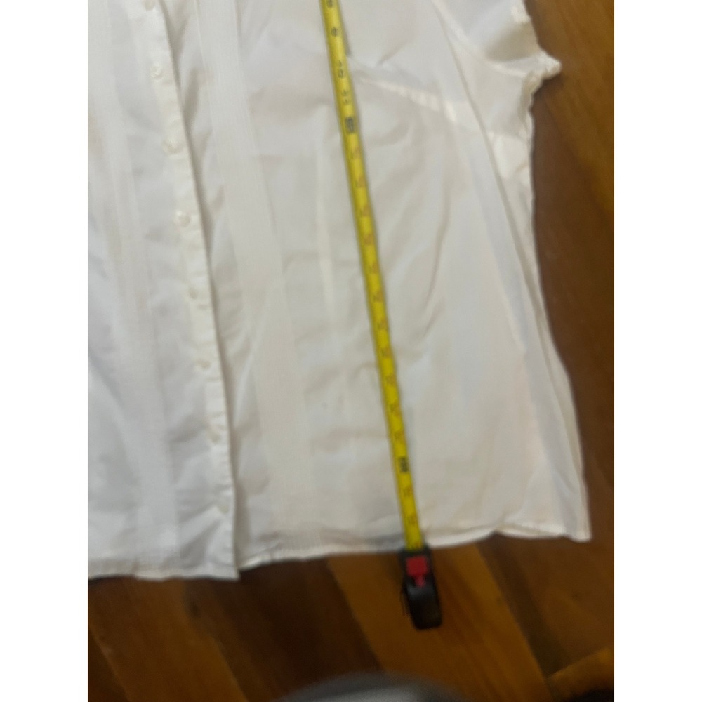 CJ Banks White Cotton Pintuck Eyelet Lace Trim Blouse Plus Size 2X Cap Sleeve - Picture 3 of 5